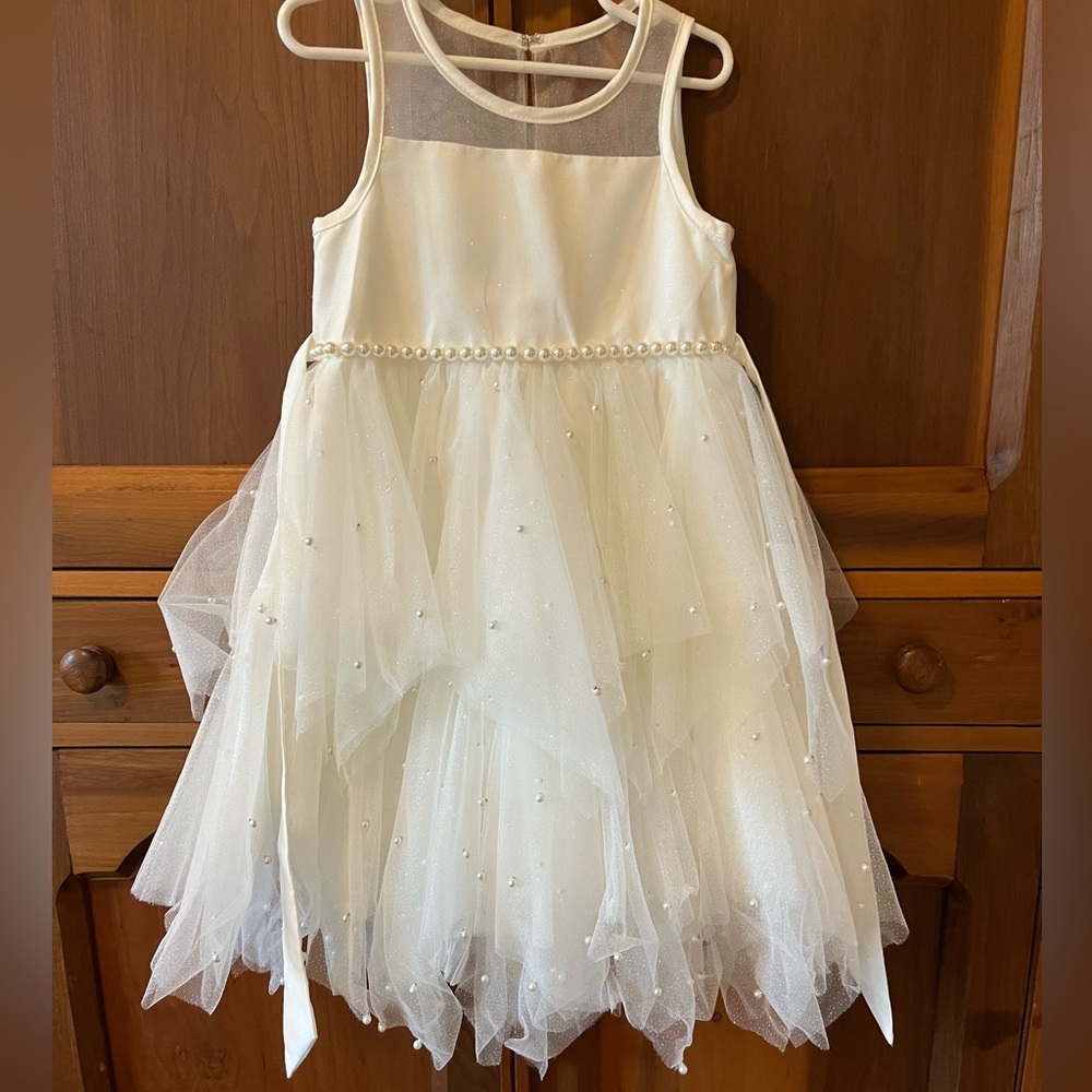 American princess, white tulle pearl glitter dress – size 6